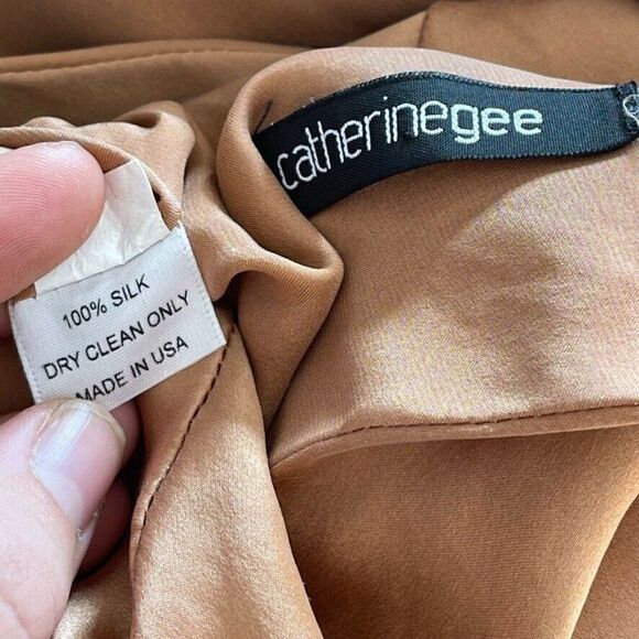 Catherine Gee Womens Champagne Pink Nude Silk Tunic Kimono Blouse Jacket Sz M - Picture 2 of 9